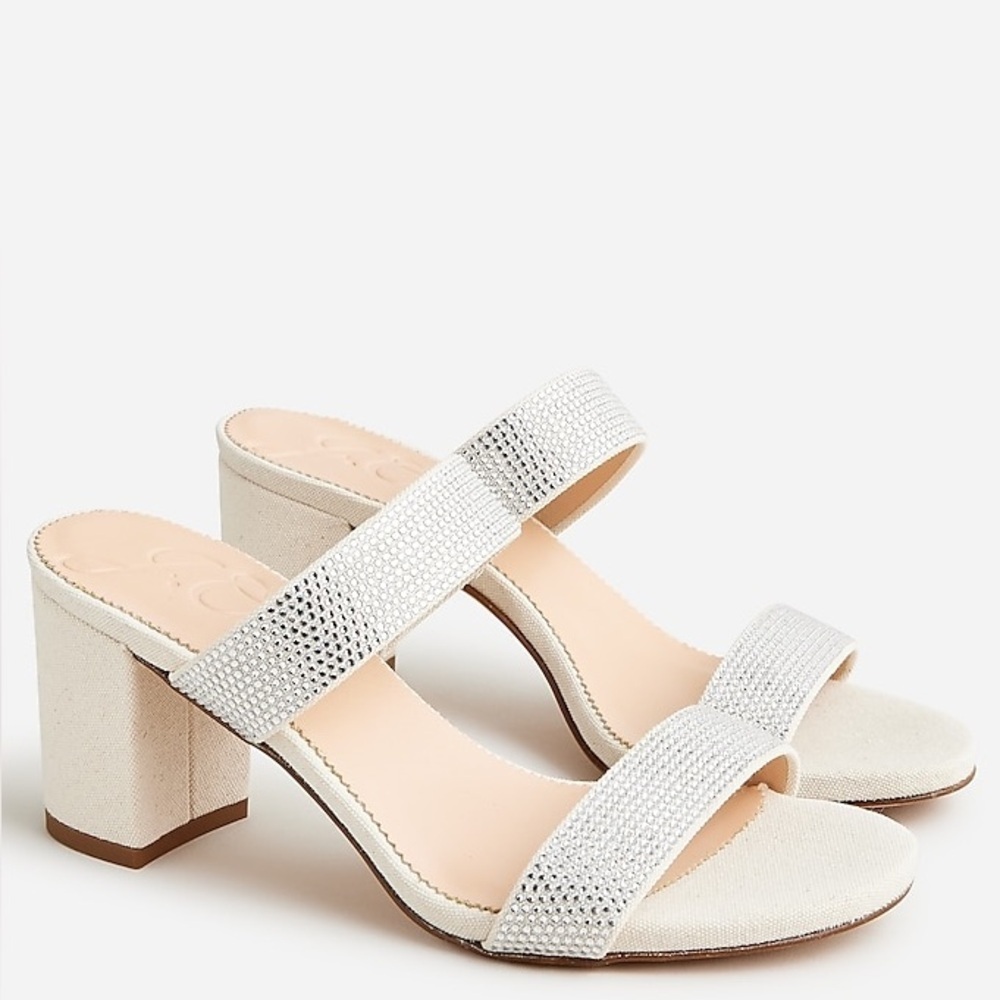 J Crew Lucie double-strap block-heel sandals with crystals BP318